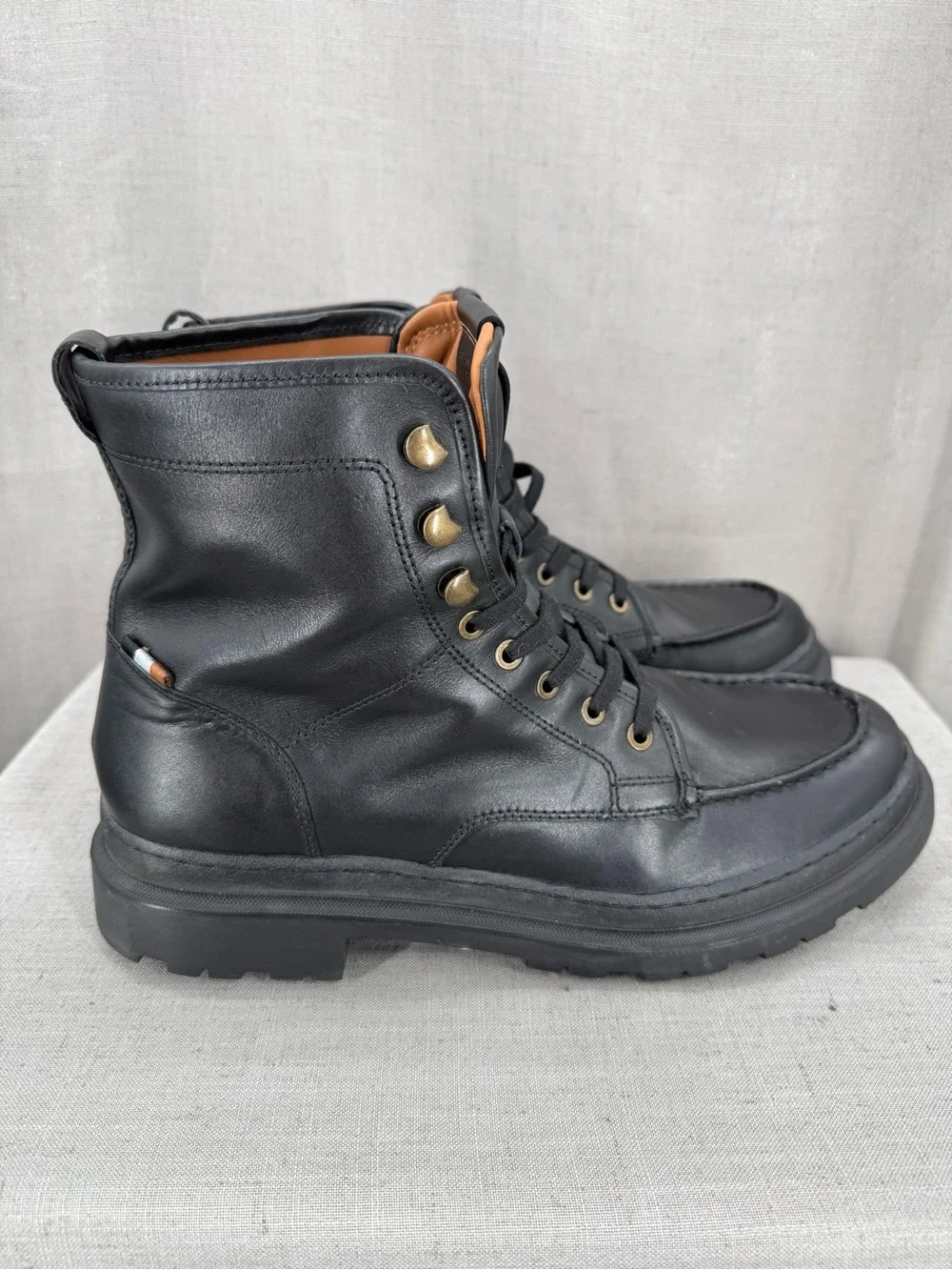 ALLEN EDMONDS Sawyer Apron Toe Leather Ankle Boots Black Sz 12